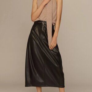 Anthropologie Pilcro Faux-Leather Relaxed Midi Skirt Black Size 4